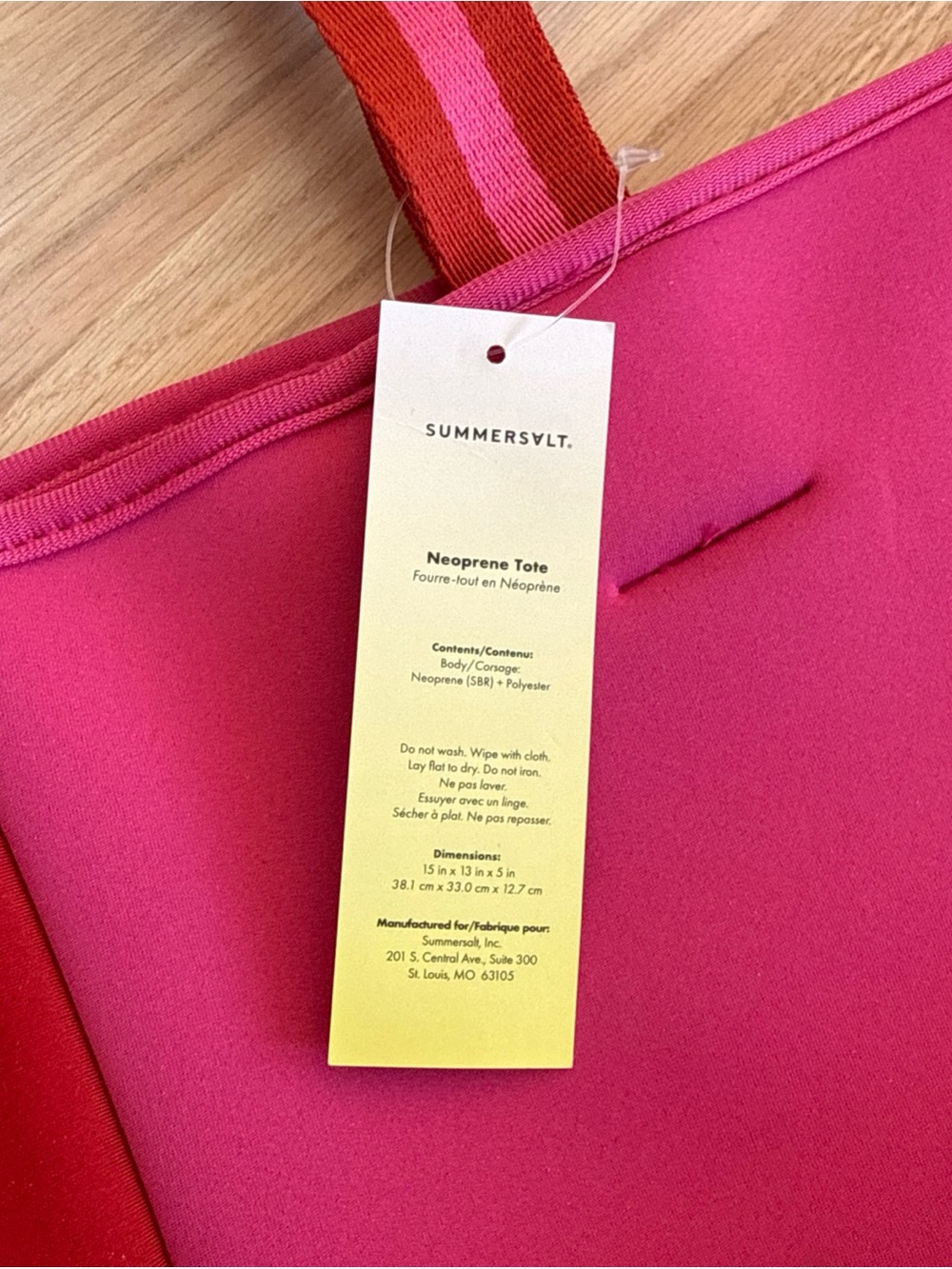 SUMMERSALT Beach Pool Tote Purse Shoulder Bag Neoprene Pink/Red Water Resistant - Picture 2 of 7
